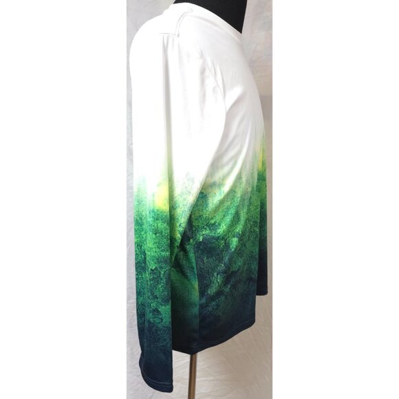 Fish N Vibe White Green Bass Splashing Performance Fishing Graphic Tee (M) 38-40 - Picture 7 of 12